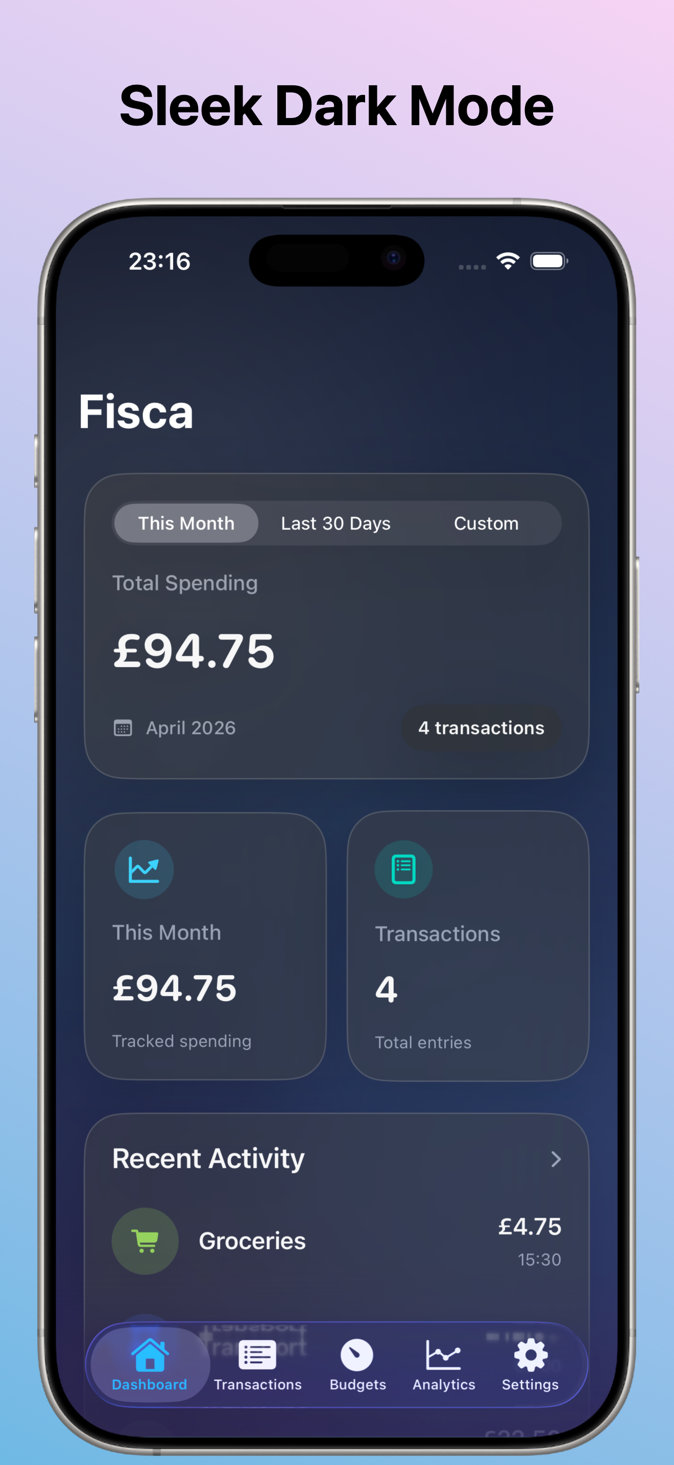 Fisca settings panel with preferences and personalization options.